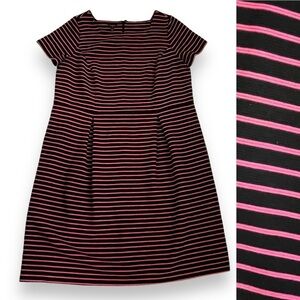 Talbots Fit & Flare Dress Navy Pink Stripes 14W
